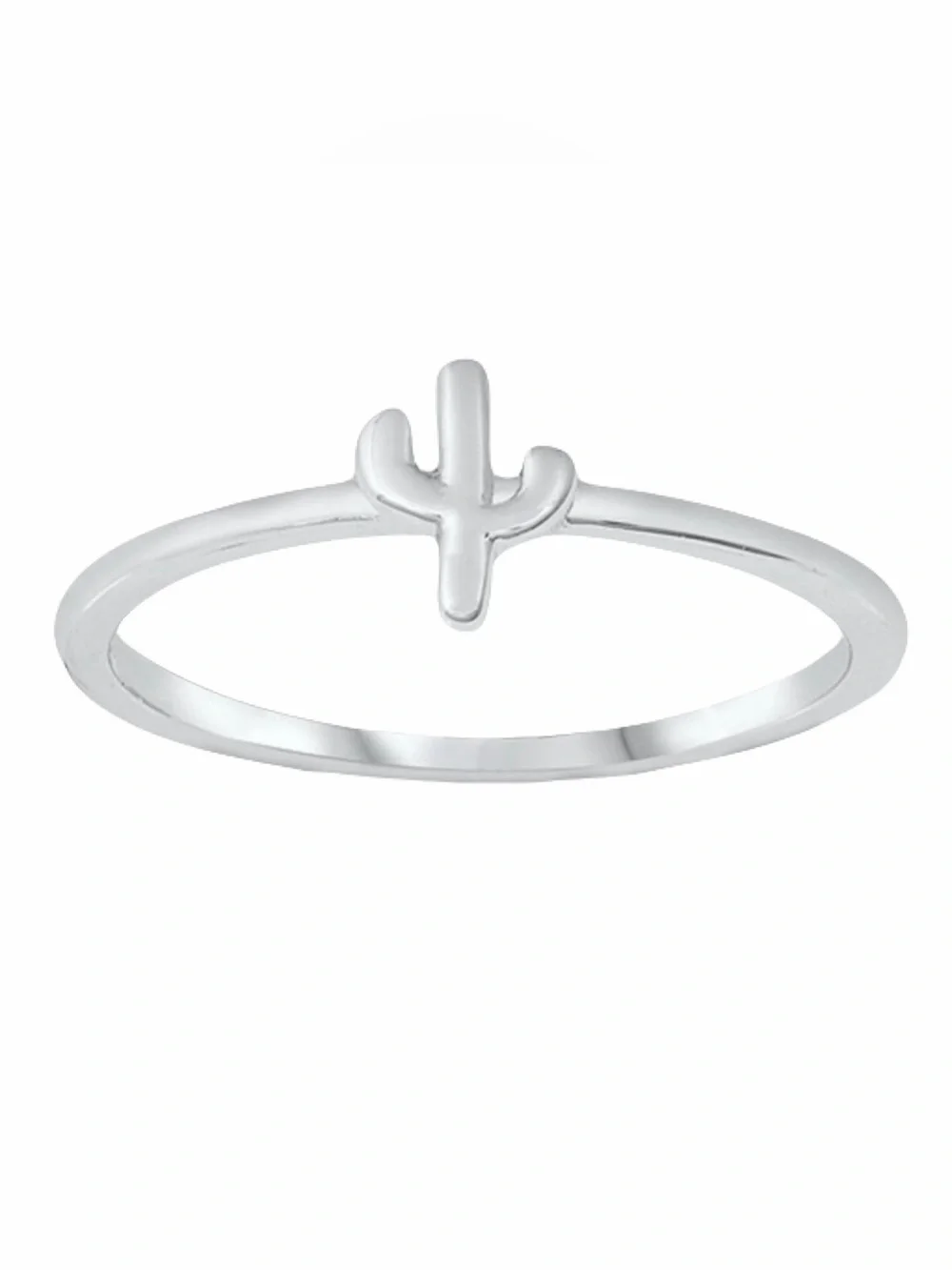 New Sterling Silver Handmade Bohemian Solid Cactus Dainty Minimalist Ring